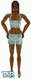 Sims 1 — Jailah by Dfinitive — Gray top and shorts, with diamond pattern and gray shoes. Dark skin only and head not
