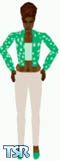 Sims 1 — Kezz107 by Kezz — Green long sleeve jacket with added dots and light green halter top with beige pants and