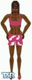 Sims 1 — Kezz160 by Kezz — Pink shorts with white squiggles and matching pink bra top and shoes. Great for a hot summer