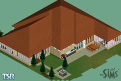 Sims 1 — Leisure Centre by carl b. — Leisure centre with family area. Large swimming pool, gym, basketball training area,