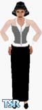 Sims 1 — White Over Black by Rachelle — A lovely assemble of a long, sleeveless black dress, overlapped by a transparent