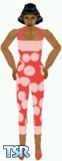 Sims 1 — Kezz24 by Kezz — Red all in one pants outfit with red two tone dots and matching shoes. Great for around the