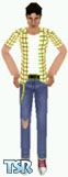 Sims 1 — Shane G. by Shawny — Casual plaid button up shirt with white tee underneath. Ripped-at-the-knee jeans. Head