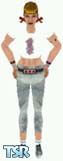 Sims 1 — Long Shorts by Punks do it faster — The front of the t shirt says 'Tank Girl' and the back has Tank Girl giving