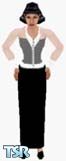 Sims 1 — White Over Black by Rachelle — A lovely assemble of a long, sleeveless black dress, overlapped by a transparent
