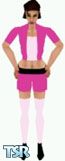 Sims 1 — Kezz01 by Kezz — White top, pink shorts and matching jacket, with white knee high tights and black shoes. Light