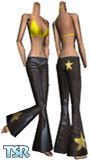 Sims 1 — Yeah denim by Lucy — A cute outfit consisting of a yellow bikini top and dark denim flares with a star on the