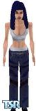 Sims 1 — Boxer by sk8produde — here is a female with dark blue hair and blue baggy pants with light blue boxers showing.