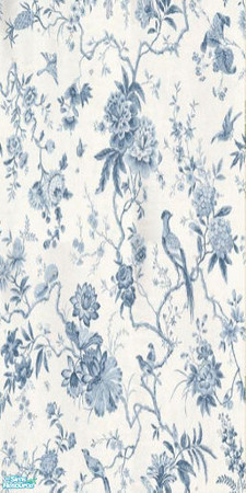 Sims 2 — Blue Flowers And Birds by Ses — A china inspired wallpaper with deep blue flowers and birds