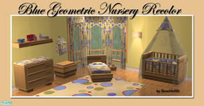 Sims 2 — Blue Geometric Nursery Recolor by Simaddict99 — modern, geometric design recolors for bedding, crib bedding,