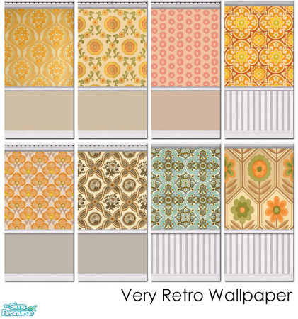 Sims 2 — Very Retro Wallpaper Set 001 by agaliha5 — A set of eight very 70s wallpaper