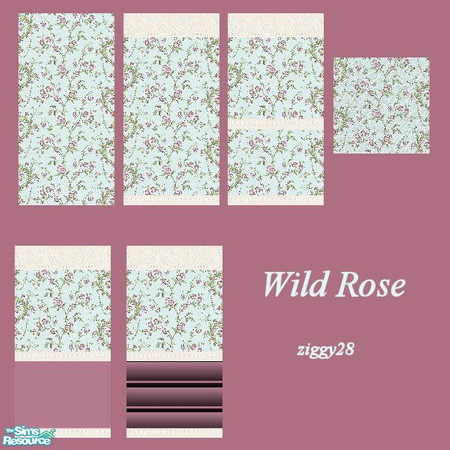 Sims 2 — Wild Rose by ziggy28 — A set of 5 wallpapers and 1 textured carpet called Wild Rose