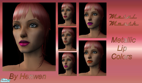 Sims 2 — Metal Mouth by Henwen — No braces on these ladies. For an unusual dramatic look, lip colors with a metallic