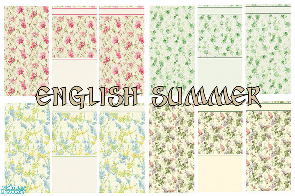 Sims 2 — English Summer Wallpaper by Ses — A set of summery English garden inspired wallpapers