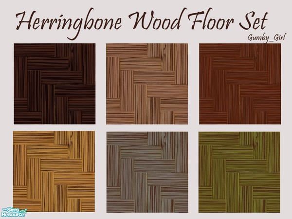 Sims 2 — Herringbone Wood Floor Set by Gumby_Girl — Set of 6 seamless Herringbone pattern wood floors. Range from light