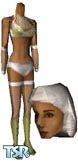 Sims 1 — Kim by Lucy — Kim wears white lingerie with stay up stockings. Head included.