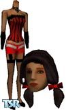 Sims 1 — Mya by Lucy — Mya wears a sexy red bustier and garter belt with stockings. Head included
