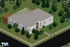 Sims 1 — Flat-Roofed Bungalow by Jane Starz — This flat-roofed bungalow can hold a major party like a barbeque on the