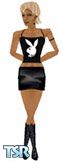 Sims 1 — Playboy by asphodel — A great black cotton tank w/ Playboy logo paired with a easy to clean pleather mini. Comes