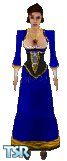Sims 1 — Bluetied by Demenshea — An attempt a period fashion. blue velvet gown with sheer lace accents and gold trim.