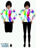 Sims 1 — Rainbow Wave by Ebmkitty — This multicolored retro top looks great paired w/ a black skirt or black slacks.