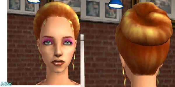 Sims 2 — Ladies Golden brown Bun by hacc2258 — This hair style is available for female only all ages. It is a golden