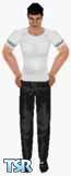 Sims 1 — Sam by spruce59 — another friend skin, Sam is sporting ADIDAS wind pants and a white t-shirt w/ sleeve designs.