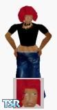 Sims 1 — Fallon Bowman by delf — Fallon is wearing shiny mylar style flares,studded belt and black t-shirt with mesh