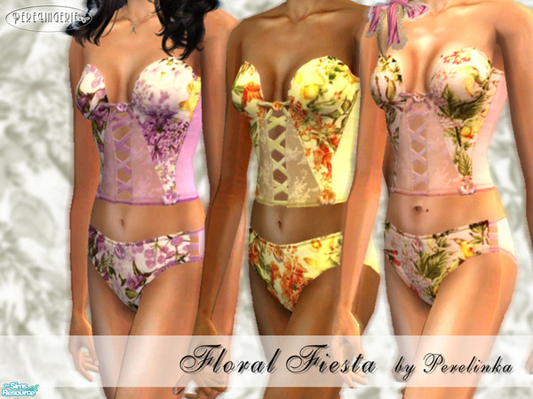 Sims 2 — FLORAL FIESTA by perelinka — Lingerie with flowers.