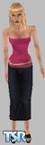 Sims 1 — Biddy by neff — Biddy - a long blonde haired girl in a pink tube top and mid-length black skirt.