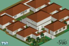 Sims 1 — The Campus by Vivian Wohl — A school with 6 little apartments for the students, one big t.v.room and one big