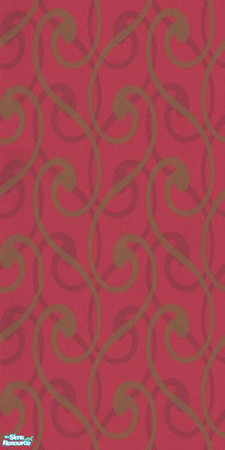 Sims 2 — Retro Red by Ses — A red wallpaper with a simple gold retro design