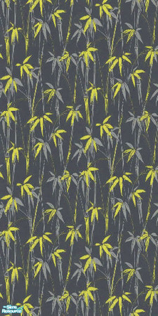 Sims 2 — Bamboo Waterfall - Yellow by Ses — An impacting black wall with a trailing yellow bamboo design