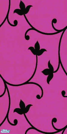 Sims 2 — Budding Magenta by Ses — A bright wallpaper with a black silhouette design