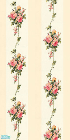 Sims 2 — Rose Bouquet by Ses — Dark peach roses trailing down a pale peach wall.