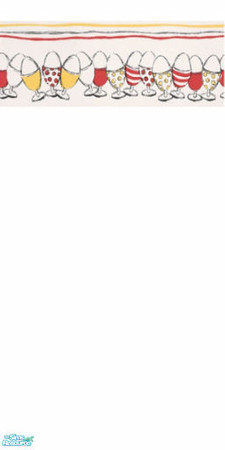 Sims 2 — Eggy Border - Top by Ses — A plain white wallpaper with a border featuring boiled eggs in red and yellow egg