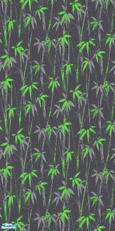 Sims 2 — Bamboo Waterfall - Green by Ses — An impacting black wall with a trailing green bamboo design