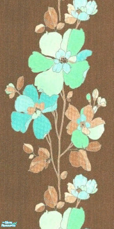 Sims 2 — Blossom Impact by Ses — A bold blossom motif on a brown background