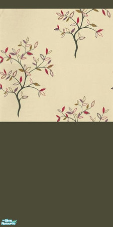 Sims 2 — Orchard by Ses — A cream wallpaper featuring orchard trees and a green border