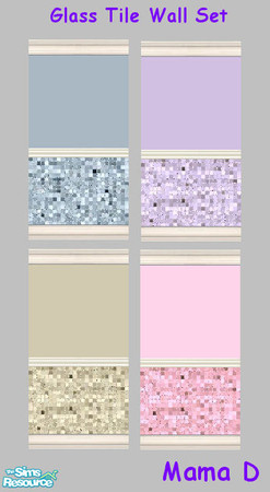 Sims 2 — Mama Ds Glass Tiled Wall Set 1 by mamads32209 — A nice glass tiled wall set in the colors of blue, lavender,