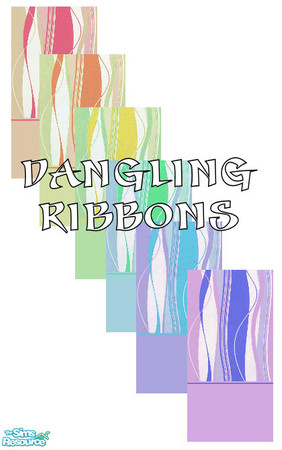 Sims 2 — Dangling Ribbons Wallpaper Set by Ses — A rainbow set of modern wallpapers inspired by hanging ribbons