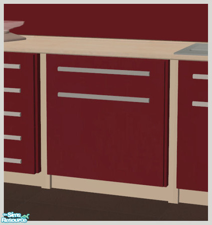Sims 2 — Constance Kitchen - Red - Dishwasher by Elize-37sims — Fully animated.