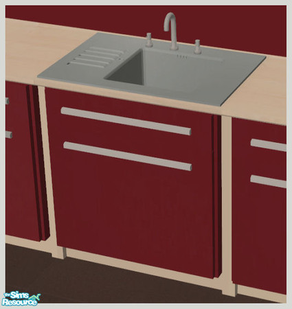 Sims 2 — Constance Kitchen - Red - Sink by Elize-37sims — Fully animated.