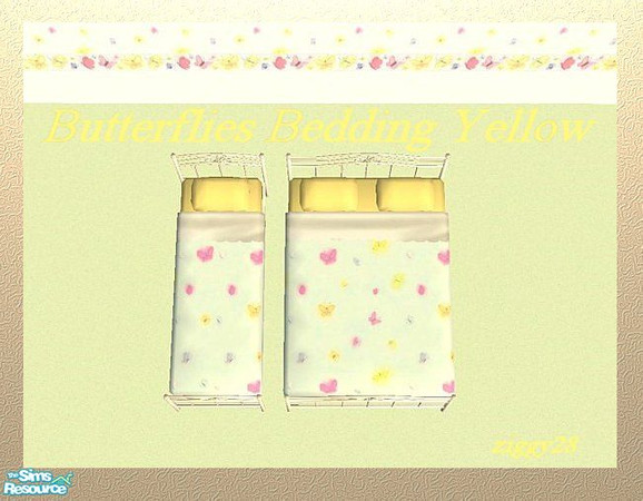 Sims 2 — Butterflies Bedding Yellow by ziggy28 — Yellow bedding. Matches my Butterflies Wallpaper set. Works on all Maxis