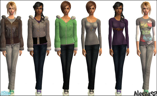 Sims 2 — Bounce  by Aleeza — A set of six outfits and one new mesh included. No EP required,(maternity friendly) Enjoy!