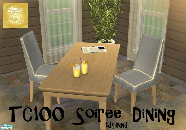 Sims 2 — TC100 Soiree Dining Recolor by tdyannd — Holy Simoly\'s beautiful mesh featuring textures provided for the 100th