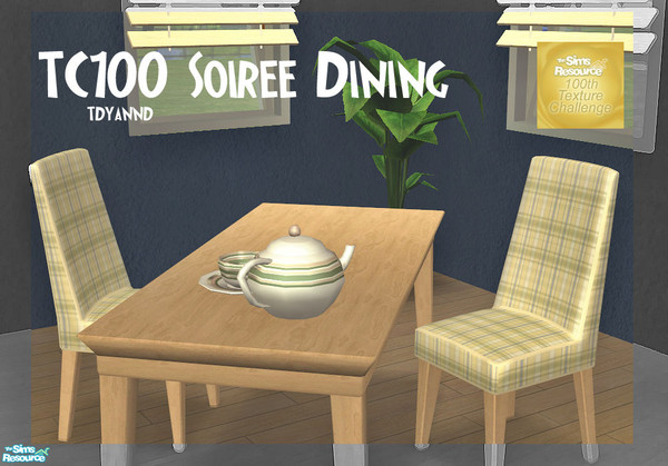 Sims 2 — TC100 Soiree Dining Recolor 3 by tdyannd — Holy Simoly\'s beautiful mesh featuring textures provided for the