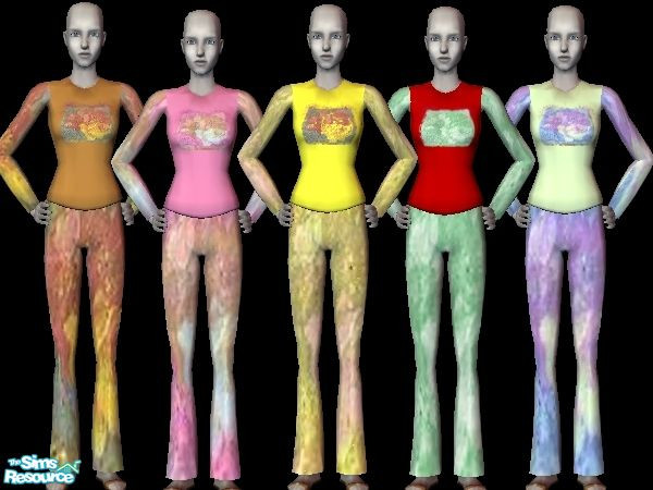 Sims 2 — summer top and pants set by jasmine63 — Bright summer top and pants set