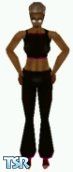 Sims 1 — Black Flares 2 by Teekal — A tight, square shaped halter top and flared black pants add form to any figure!