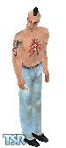 Sims 1 — Punk 01 by George West — Mohawk hair, tattoos, ripped jeans, boots.